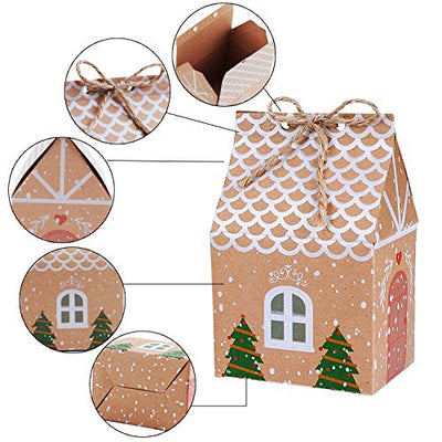 TsunNee Weihnachten Party Geschenkboxen, Weihnachten Kraftpapier Süßigkeitskästen, Weihnachten Mitbringsel Taschen, Kreativ Papier-Treat-Boxen für Weihnachten Partydekorationen, 50er Pack