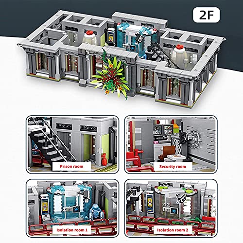 Arkham Asylum Modellbausatz, 4-stöckiges groß Modular Gebäude mit LED Beleuchtungsset, 7500 Teile Klemmbausteine Set Kompatibel mit Lego Arkham Asylum