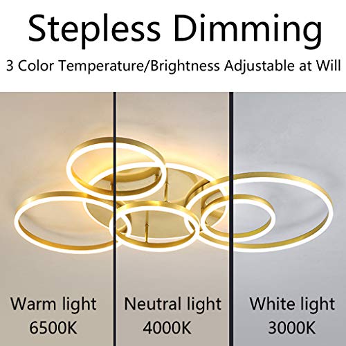 LED Modern Deckenleuchte Dimmbar Wohnzimmer Deckenlampe Creative Runden Deckenlicht Aluminium Acryl Lampenschirm Mit Fernbedienung 3000K-6500K Esstisch Halle Beleuchtung Innenleuchte,Weiß…