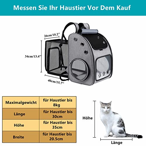 HelloMiao Ausziehbarer Haustier Rucksäcke,Großer Tragbarer Hunderucksack & Katzenrucksack, Faltbarer Haustier Reiserucksack, Geeignet für Katzen und Hunde und Andere Kleine Haustiere,Max.Last 8kg