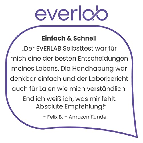 EVERLAB Lebensmittel-Reaktionstest – IGE & IgG4 Screening für 40 verschiedene Lebensmittel| Detaillierte Auswertung | Selbsttest für Zuhause