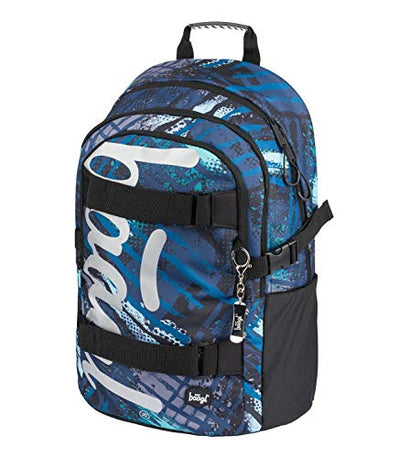 Baagl Schulrucksack Set Jungen 3 Teilig, Schultasche ab 3. Klasse, Grundschule Ranzen mit Brustgurt, Ergonomischer Schulranzen (Skate Strukturen)