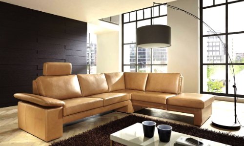 Leder-Sofa, Couch Ecksofa Milano, Eckcouch, Sofagarnitur Wohnlandschaft mit Armteil-Funktion, NEU