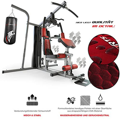 Sportstech Premium 50in1 Kraftstation für EIN Allround Training | Multifunktions-Heimtrainer mit Stepper & LAT-Zugturm | HGX Fitness-Station aus Eva Material | Robust für Zuhause (HGX250 Modell2021)