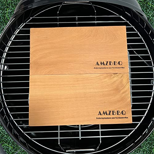 AMZBBQ® Premium Grillplanken - 6er Set Zedernholzbretter zum Grillen - 28 x 14 cm Grillbretter für Gas- & Kohlegrill - Räucherbretter für Lachs - Grillzubehör Geschenk für Männer & Frauen