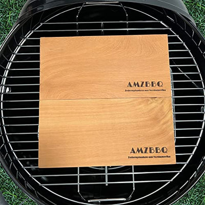 AMZBBQ® Premium Grillplanken - 6er Set Zedernholzbretter zum Grillen - 28 x 14 cm Grillbretter für Gas- & Kohlegrill - Räucherbretter für Lachs - Grillzubehör Geschenk für Männer & Frauen