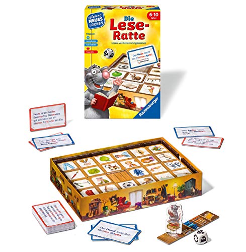 Ravensburger 24956 - Die Lese-Ratte - Spielen und Lernen für Kinder, Lernspiel für Kinder ab 6-10 Jahren, Spielend Neues Lernen für 1-4 Spieler