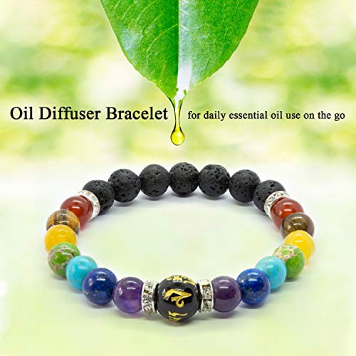 WICCSTAR Doppelt Chakra Armband mit Schmuckbeutel & bedeutung Karte