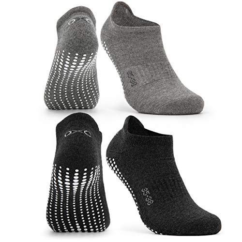 Occulto Yoga SOCKEN für Damen und Herren mit NOPPEN (2-4 Paar), YOGASOCKEN, STOPPERSOCKEN Damen Herren, ANTIRUTSCHSOCKEN Pilates, Yoga 39-42 2 Paare | Schwarz-Grau