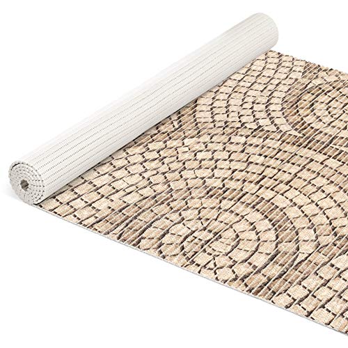 Weichschaummatte Badematte Bad Dusche WC Vorleger Teppich Antirutsch Badläufer Mosaiksteine Beige 1000x80cm (10m)