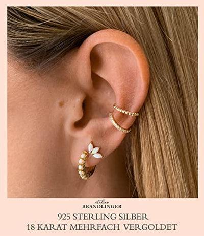 Brandlinger ® Ohrstecker Silber 925. Opal Ohrring Lotus Motiv. Schmuck Damen vergoldet mit 18 Karat (Silber und Gold) für Frauen und Mädchen. Größe Ohrstecker 8mm.