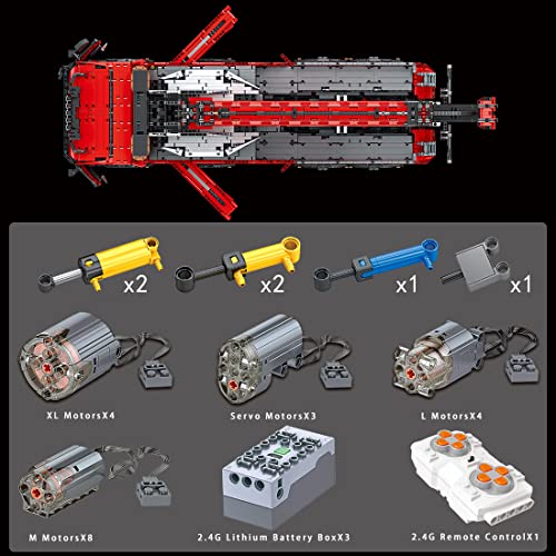 LOTFUN Technik LKW mit 19 Motoren, RC Schwerlast-Abschleppwagen, MK 19008, Kran Truck ferngesteuertes Auto Kompatibel mit Lego Technic - 10966 Teilen, 100 x 26,8 x 40,2cm