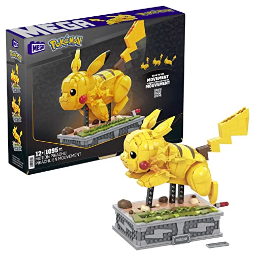 Mega Construx HGC23 - Pokémon Motion Pikachu, bewegliches Bauset, Sammler-Figur mit 1095 Teilen, Konstruktions-Spielzeug für Erwachsene und Kinder ab 12 Jahren