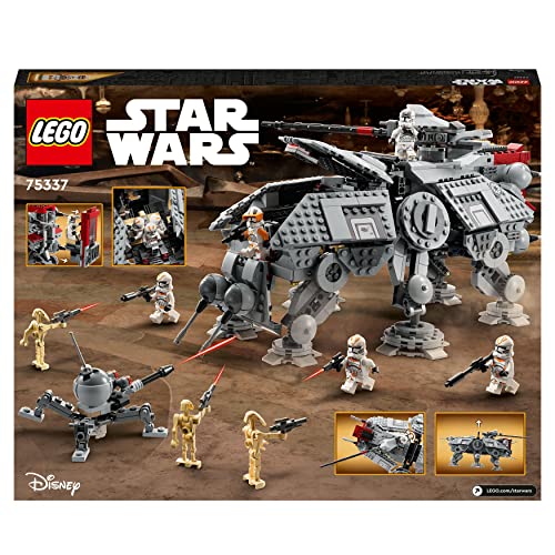 LEGO 75337 Star Wars at-TE Walker, Bewegliches Spielzeugmodell, Set mit Minifiguren inkl. 3 Klonsoldaten, Kampfdroiden und Zwergspinnendroide, Geschenk zu Weihnachten