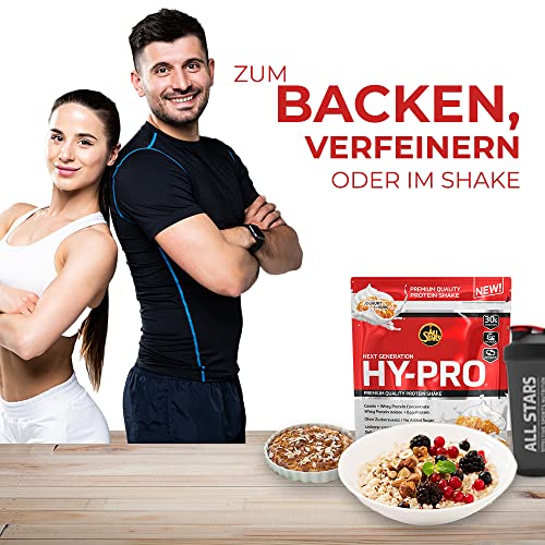 All Stars HY-PRO Protein-Pulver 500g I Eiweiß-Pulver ohne Zuckerzusatz I Low-Fat Powder I hochwertige Mehrkomponenten-Proteine I cremiger Protein-Shake mit Vanille-Flavour