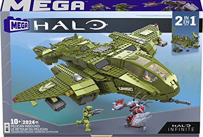 MEGA Construx GNB28 - Halo Infinite UNSC Pelican-Flugschiff, mit 2024 Bausteinen, Spielzeug ab 10 Jahren