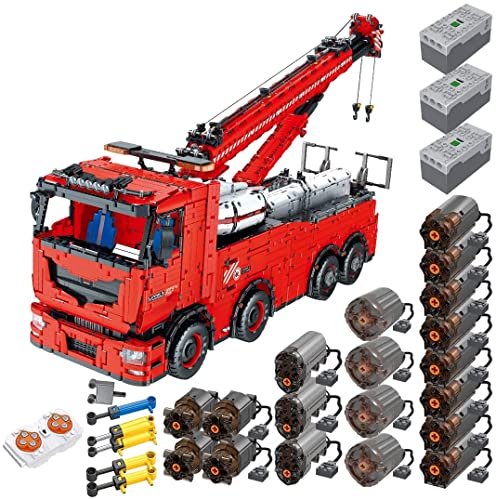 LOTFUN Technik LKW mit 19 Motoren, RC Schwerlast-Abschleppwagen, MK 19008, Kran Truck ferngesteuertes Auto Kompatibel mit Lego Technic - 10966 Teilen, 100 x 26,8 x 40,2cm