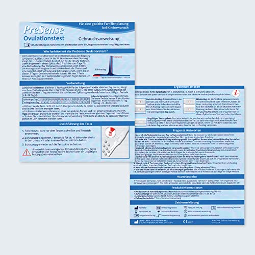 PreSense® - Ovulationstest Fruchtbarkeitstest für Eisprung – Schnell, Sicher, Zuverlässig und Einfach – Urintest - Kinderwunsch - Schwangerschaft - 7 Stück