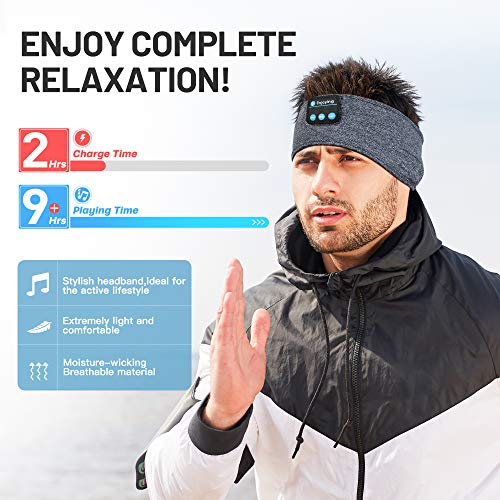 Schlafkopfhörer Bluetooth, Navly Schlaf Kopfhörer Bluetooth Sport Stirnband Kopfhörer Personalisierte Geschenke mit Ultradünnen HD Stereo Lautsprecher,Perfekt für Sport, Seitenschläfer, Meditation