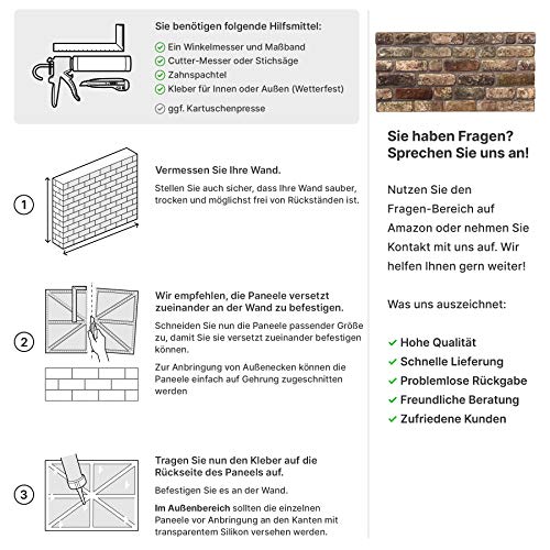 AS Country Stone | Wandverkleidung Steinoptik, 3D Wandpaneele Steinoptik, Styropor-Paneele Backsteinoptik für Innenbereich, Außenbereich, Geschäftsräume I ST135