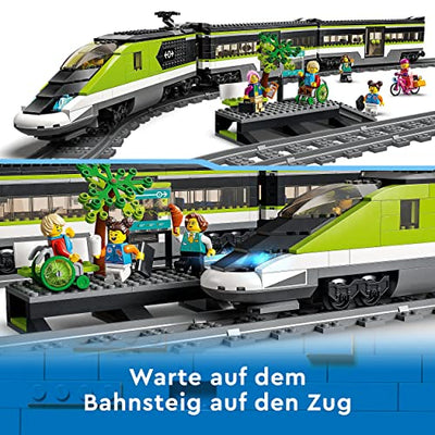 LEGO 60337 City Personen-Schnellzug, Set mit ferngesteuertem Zug mit Scheinwerfern, 2 Wagen und 24 Schienen-Elementen, Eisenbahn-Spielzeug, Geschenk zu Weihnachten für Mädchen und Jungen