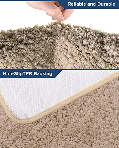 Seavish Shaggy Badteppich L-Form Beige Badematte Rutschfeste Ecke Duschmatte Wasserabsorbierend Weich Badteppich Flauschig Waschbar Teppich für quadratische Dusche Badewanne Badezimmer