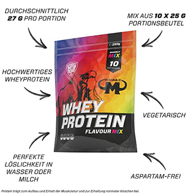 Mammut Nutrition Whey Protein, Flavour Mix, Molke, Eiweiß, Protein Shake, 10 x 25 g Portionsbeutel , 250 g