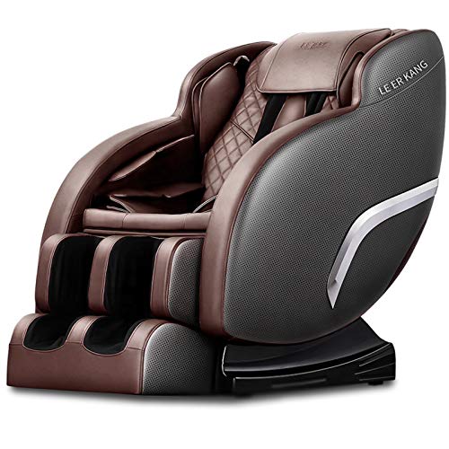 Lzour SL-Track-Massagestuhl, 4D-Ganzkörper-Zero-Gravity-Shiatsu-Recliner-Massagestühle mit Raumkapselauto-Erkennung 12 Massagemodi-Walze,Braun