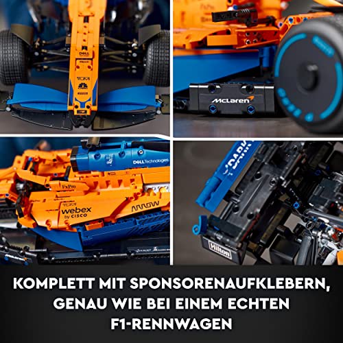 LEGO 42141 Technic McLaren Formel 1 Rennwagen, Rennauto, Geschenkidee für Erwachsene, Männer, Frauen, Ihn, Sie, Ehemann, 2022 Modellauto-Set für Erwachsene