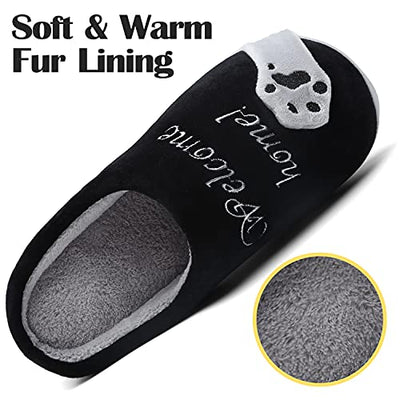 SAGUARO Winter Pantoffeln Unisex Weiche Memory Foam Mann Hausschuhe Katze Warme Gemütlich rutschfeste Home Hausschuhe Draußen Drinnen, Schwarz 39/40 EU=40/41 CN