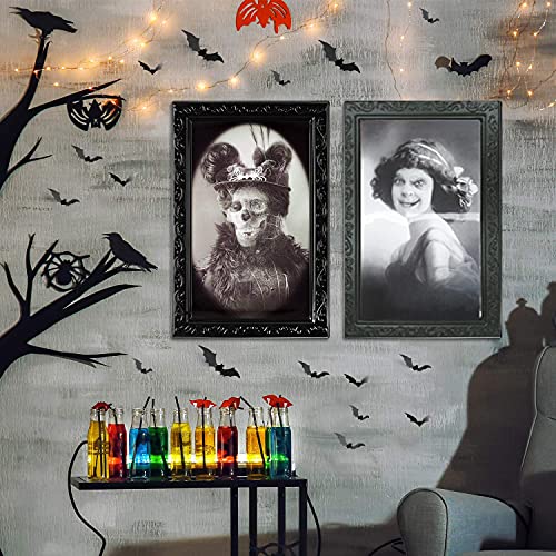 XIUWOUG Halloween Deko, 5PCS Spukfoto mit Rahmen Gruselige,Kommt mit 14 realistischen blutigen Handabdrücken, für Halloween Theme Party Home Decor,Halloween Decorations