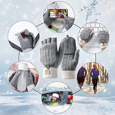 Homealexa Winterhandschuhe Touchscreen Handschuhe Strick Fingerhandschuhe Sport Warm und Winddicht Winterhandschuhe für Skifahren Radfahren und SMS, Geeinget für Damen und Herren (Fingerlos(grau))