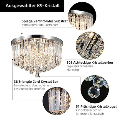 Modern Kronleuchter Kristall Leuchte, Kristall-Kronleuchter Deckenleuchte für Kristall Deckenleuchte für Flur, Wohnzimmer, Schlafzimmer, Esszimmer, Hotel ohne Glühbirne (8-Lampe)