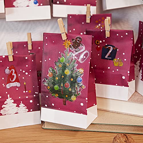 Adventskalender zum Befüllen: Schöner 2022 Adventskalender zum Selbstbefüllen mit 24 dekorativen Tüten und Zahlen Aufkleber – DIY Adventskalender zum Basteln – Adventskalender Selber Befüllen LIVAIA