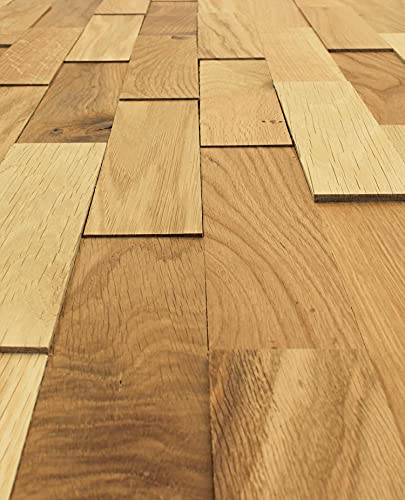 wodewa Wandverkleidung Holz 3D Optik Eiche Rustikal 1m² Wandpaneele Moderne Wanddekoration Holzverkleidung Holzwand Wohnzimmer Küche Schlafzimmer Geölt