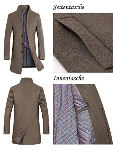 FTCayanz Herren Mantel Business Wollmantel Warm Wintermantel Lange Jacken Grau L