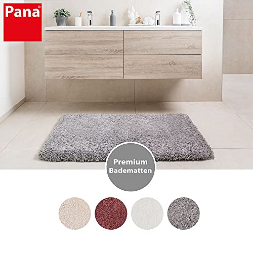 PANA Vienna Premium Badematte • Hochfloor Badvorleger • Duschvorleger • WC-Teppich • rutschfest • saugstark • Größe: 80 x 150 cm • Farbe: Grau