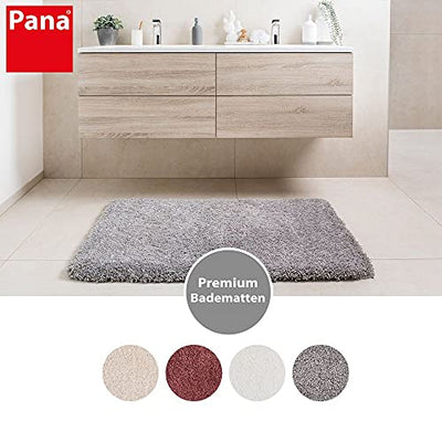 PANA Vienna Premium Badematte • Hochfloor Badvorleger • Duschvorleger • WC-Teppich • rutschfest • saugstark • Größe: 80 x 150 cm • Farbe: Grau