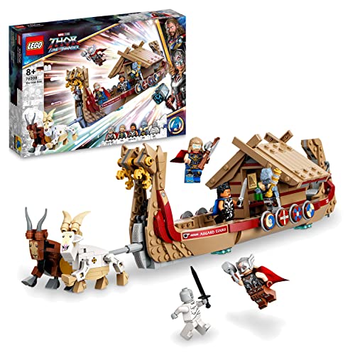 LEGO 76208 Marvel Das Ziegenboot Spielzeug-Schiff aus Thor: Love & Thunder, Avengers-Set zum Bauen mit Minifiguren und Sturmbrecher, Geschenk zu Weihnachten