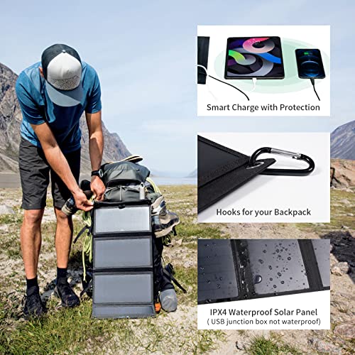 BigBlue 28W Tragbar Solar Ladegerät 2-Port USB(5V/4A insgesamt), IPX4, Solarpanel mit Digital Amperemeter und Reißverschluss zum Schutz - für Wiederaufladen USB-Geräte -iPhone Android GoPro usw