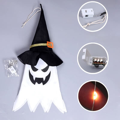 RHYUUI Halloween Lichterkette,Geist Deko Hexenhut Halloween Lichter, Hexe Hüte Halloween Dekorationen Lampe für Karneval Cosplay Motto Party Dekorationen Outdoor Indoor Deko