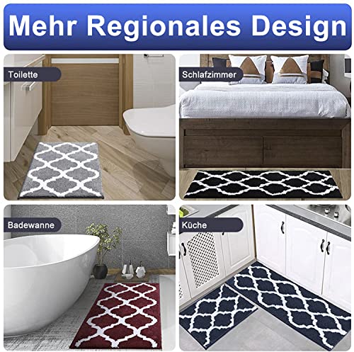 Homaxy rutschfest Badematten Set 2 teilig Weich Hochflor Bad WC Teppich Set Mikrofaser Badvorleger Set 2teilig -Beige