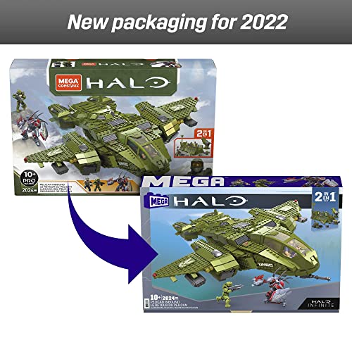 MEGA Construx GNB28 - Halo Infinite UNSC Pelican-Flugschiff, mit 2024 Bausteinen, Spielzeug ab 10 Jahren