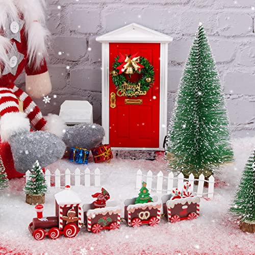 7 Stück Tischdeko Weihnachten Weihnachtszug Deko Holz-Eisenbahn Künstlicher Klein Weihnachtsbaum 5/10/15/20cm Miniatur Grün Mini Tannenbaum Weihnachtsdeko Tisch Geschenke für Weihnachten Neujahr