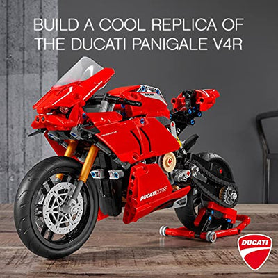 LEGO 42107 Technic Ducati Panigale V4 R Motorrad, Supermotorrad-Schaustück für Sammler, Set für Kinder und Erwachsene