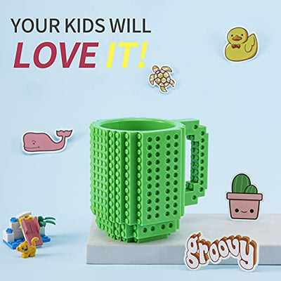 VANUODA Build Tasse Brick Mug Becher, Ostergeschenke Vatertag Einschulung Geburtstagsgeschenk Nikolaus Weihnachten, Geschenke für Männer Mädchen Kinder Papa Junge, Kompatibel für Lego