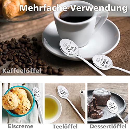 Oma und Opa Geschenke, Tulolvae 2 Stück Kaffeelöffel Gravur mit Bester Opa und Oma der Welt, aus Edelstahl, Weihnachtsgeschenke für Oma und Opa, Geburtstag Weihnachten Geschenke für Großeltern