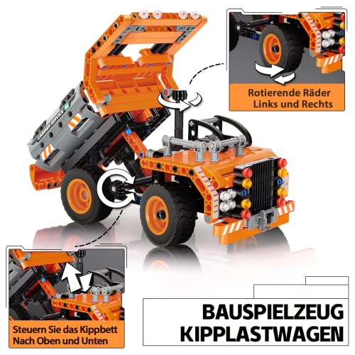 VEPOWER City Konstruktionsspielzeug Bauset ab 6 7 8 9 10 Kinder,3 in 1 Technic Flugzeug Kipplaster Transportwagen Bausteine Spielzeug,361 PCS Kreative Geschenk für Jungen Mädchen Mint Lernspielzeug