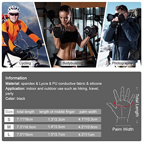 Halbfinger Flip Damen Thermo Fahrradhandschuh - Sport Outdoor Winddicht handschuh Wasserdicht mit Touch Screen Winterhandschuh Warm Running Handschuh für Fahrrad Ski Arbeits Fußball Motorrad Schwarz M