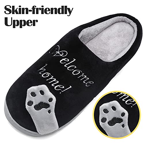 SAGUARO Winter Pantoffeln Unisex Weiche Memory Foam Mann Hausschuhe Katze Warme Gemütlich rutschfeste Home Hausschuhe Draußen Drinnen, Schwarz 39/40 EU=40/41 CN